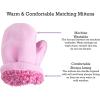 imageNIce Caps Toddler Baby Winter Hat Mitten Set  Kids Boys Girls Gloves Fleece Sherpa LinedPink
