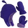 imageNIce Caps Toddler Baby Winter Hat Mitten Set  Kids Boys Girls Gloves Fleece Sherpa LinedPurple