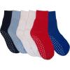 imageNIce Caps Boys Girls and Baby CottonSpandex Crew Gripper Socks  6 Pair PackSolid Color With Gripper