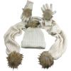 imageNIce Caps Girls Gloves Hat Scarf Winter Kids 3 Piece Set Cable Knit Warm Sherpa LinedWinter White Faux Fur