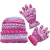 imageNIce Caps Girls Hat Gloves Set Kids Fleece Winter Warm Sherpa Lined Fair IsleFuchsia Multicolor