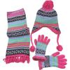 imageNIce Caps Kids Hat Glove Scarf Girls Winter Knit Accessory Set Warm Sherpa Lined 3 PieceFuchsia Light Purple