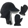 imageNIce Caps Little Kids Boys Baby Fleece Flap Hat Mitten Winter Set Sherpa Lined Toddler InfantBlack 1
