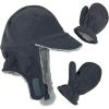 imageNIce Caps Little Kids Boys Baby Fleece Flap Hat Mitten Winter Set Sherpa Lined Toddler InfantCharcoal Gray