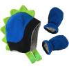 imageNIce Caps Toddler Baby Hat Mitten Set Boys Dino Fleece Gloves Warm Sherpa LinedBlackRoyalNeon Green Dino Infant