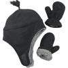 imageNIce Caps Toddler Baby Winter Hat Mitten Set  Kids Boys Girls Gloves Fleece Sherpa LinedBlack 1