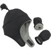imageNIce Caps Toddler Baby Winter Hat Mitten Set  Kids Boys Girls Gloves Fleece Sherpa LinedBlack Infant