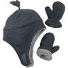 imageNIce Caps Toddler Baby Winter Hat Mitten Set  Kids Boys Girls Gloves Fleece Sherpa LinedCharcoal Grey