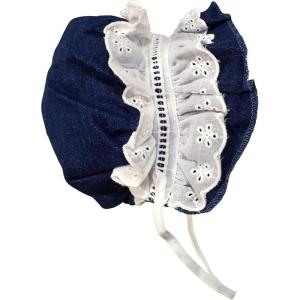 imageNIce Caps Baby Girls Bonnet White Lace Newborn Infant Toddler Sun Hat Special OccasionBlue Denim With Elastic Back