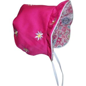 imageNIce Caps Baby Girls Bonnet White Lace Newborn Infant Toddler Sun Hat Special OccasionFuchsiaPrint Reversible