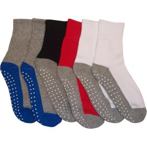 imageNIce Caps Boys Girls and Baby CottonSpandex Crew Gripper Socks  6 Pair PackMulti Pack With Gripper