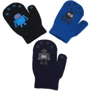 imageNIce Caps Kids Magic Stretch Gloves Mitten 3 Pairs Toddler Boys Girls WinterRobots  BlackNavyRoyal Mittens