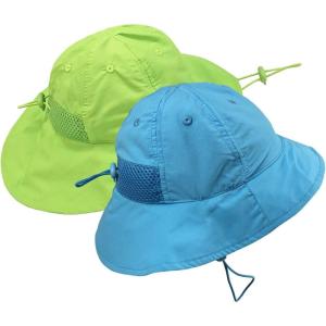 imageNIce Caps Kids Sun Hats UPF 50 UV Protection 2Pack Boys Girls Toddler Adjustable Mesh LinedNeon BlueNeon Green  2 Pack