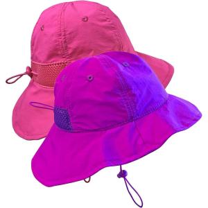 imageNIce Caps Kids Sun Hats UPF 50 UV Protection 2Pack Boys Girls Toddler Adjustable Mesh LinedNeon PinkNeon Purple  Pack