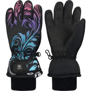 imageNIce Caps Kids Waterproof Winter Thinsulate Warm GlovesBlack Scroll Print