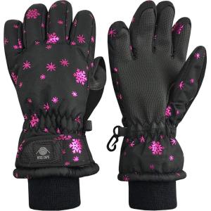 imageNIce Caps Kids Waterproof Winter Thinsulate Warm GlovesBlack Snowflakes