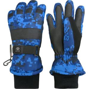 imageNIce Caps Kids Waterproof Winter Thinsulate Warm GlovesBlue Digital Camo