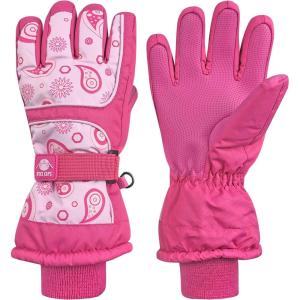 imageNIce Caps Kids Waterproof Winter Thinsulate Warm GlovesFuchsia Print