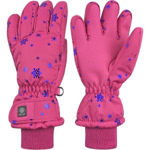 imageNIce Caps Kids Waterproof Winter Thinsulate Warm GlovesFuchsia Snowflakes