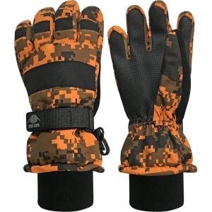 imageNIce Caps Kids Waterproof Winter Thinsulate Warm GlovesNeon Orange Digital Camo