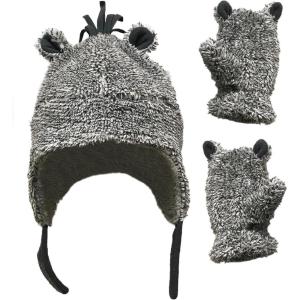 imageNIce Caps Toddler Baby Winter Hat Mitten Set  Kids Boys Girls Gloves Fleece Sherpa LinedEars  Gray Mix