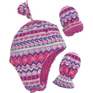 imageNIce Caps Toddler Baby Winter Hat Mitten Set  Kids Boys Girls Gloves Fleece Sherpa LinedFair Isle Print Infant