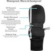 imageNIce Caps Kids Slimline Waterproof Winter Mittens Thinsulate Reflective Boys Girls Snow Cold WeatherBlack