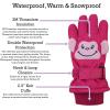 imageNIce Caps Kids Waterproof Snow Gloves Cute Animals Warm Winter ThinsulateMonkey Fuchsia