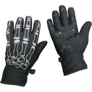 imageNIce Caps Boys Girls Plush Lined Breathable Touchscreen Stretch Lightweight GlovesBlackSkeleton Design