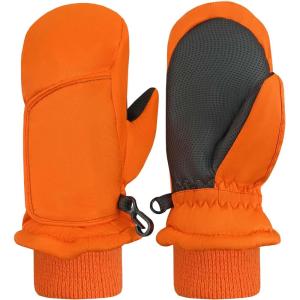 imageNIce Caps Kids Waterproof Snow Mittens Cold Weather Thinsulate InsulatedNeon Orange