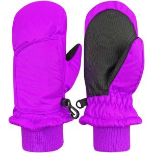imageNIce Caps Kids Waterproof Snow Mittens Cold Weather Thinsulate InsulatedNeon Purple