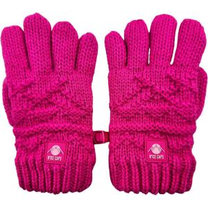 imageNIce Caps Little Kids Winter Gloves Cable Knit Warm Sherpa Lining GirlsFuchsia