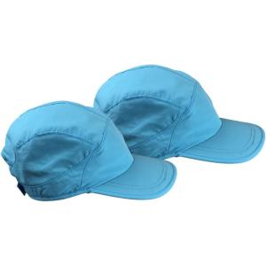 imageNIce Caps Kids 2Pack SPF 50 Sun Hats  Adjustable Mesh Lined UV ProtectionNeon Blue 2pack