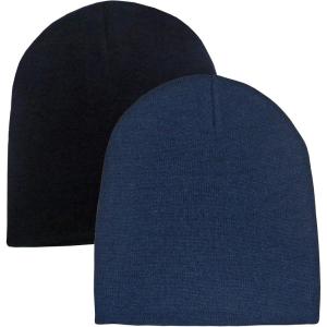 imageNIce Caps Kids Beanie Hats 2Pack Double Layered Knit Winter Warm Boys GirlsBlack  Navy