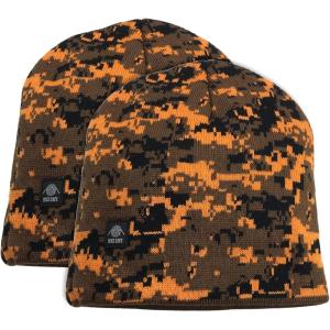 imageNIce Caps Kids Beanie Hats 2Pack Double Layered Knit Winter Warm Boys GirlsOrange Camo 2pack