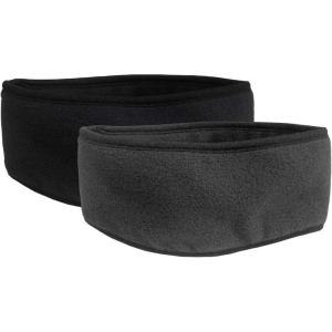 imageNIce Caps Kids Fleece Headbands 2Pack  Stretchy  Full Ear Coverage Boys GirlsBlackCharcoal Grey Pack