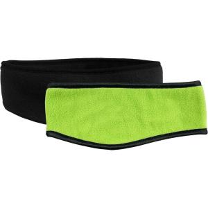 imageNIce Caps Kids Fleece Headbands 2Pack  Stretchy  Full Ear Coverage Boys GirlsBlackNeon Green