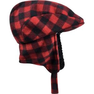 imageNIce Caps Boys Kids Buffalo Plaid Winter Hat Fleece Warm Sherpa LinedRed Buffalo Plaid