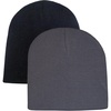 image:imageNIce Caps Kids Beanie Hats 2Pack Double Layered Knit Winter WarmBlack  Charcoal Grey